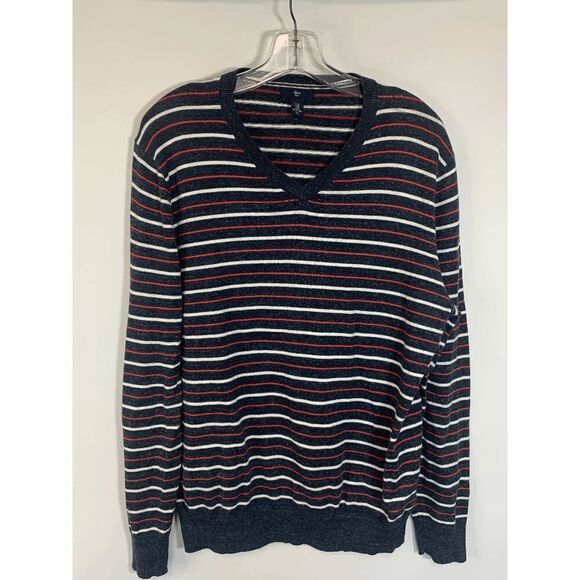 Gap Women's V-neck Long Sleeve Horizontal Stripes Knit Multicolor Sweater Size M - Picture 1 of 7
